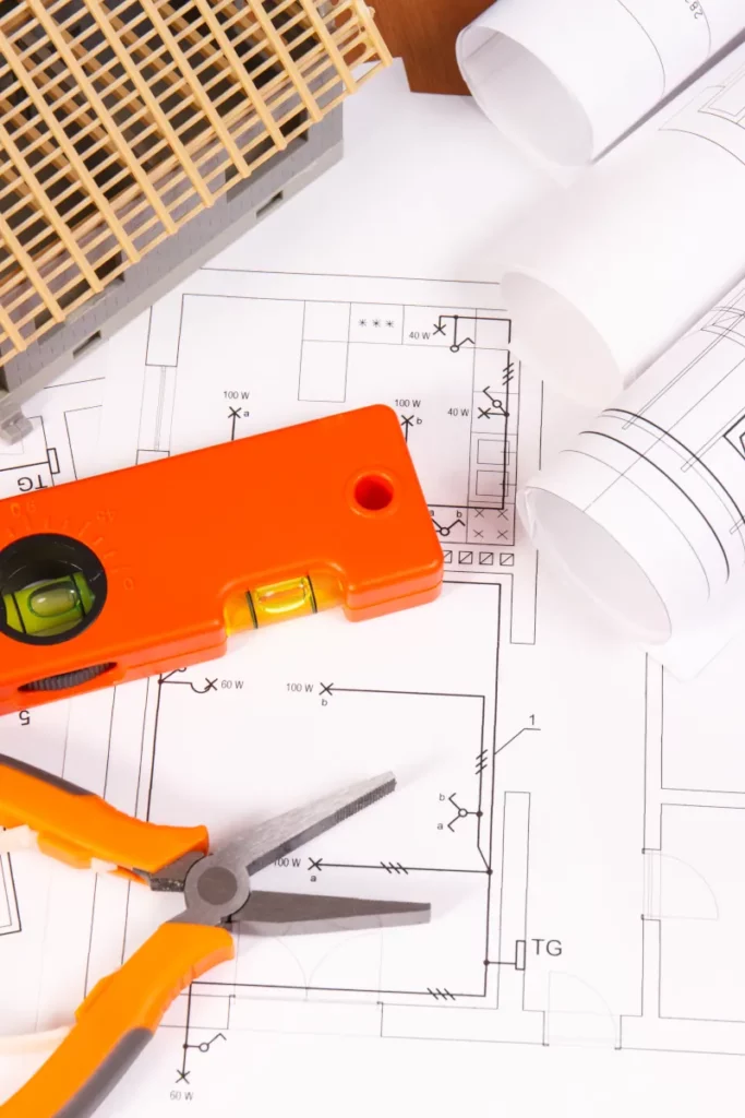 Photo of blueprints that a commercial mechanical contractor in York PA uses.